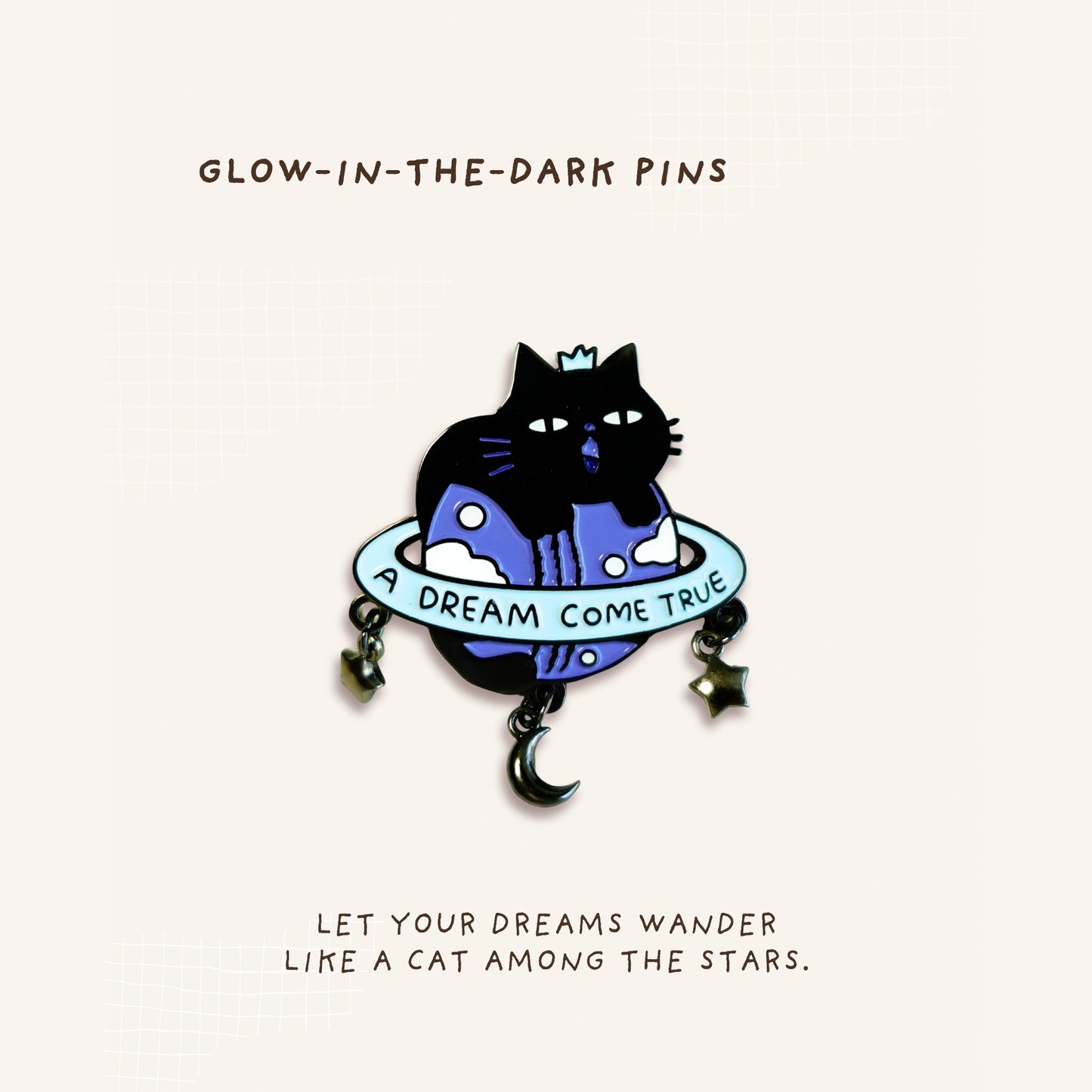 Planet Kitty Enamel Pin (Glow-in-the-dark)