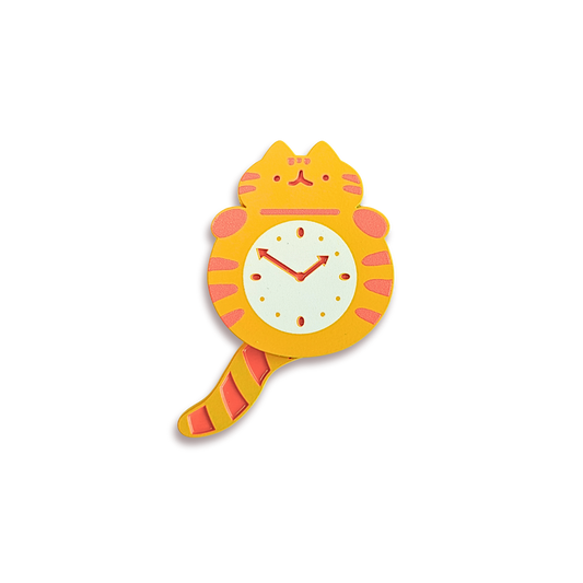 Kitty Clock Enamel Pin (Moveable)