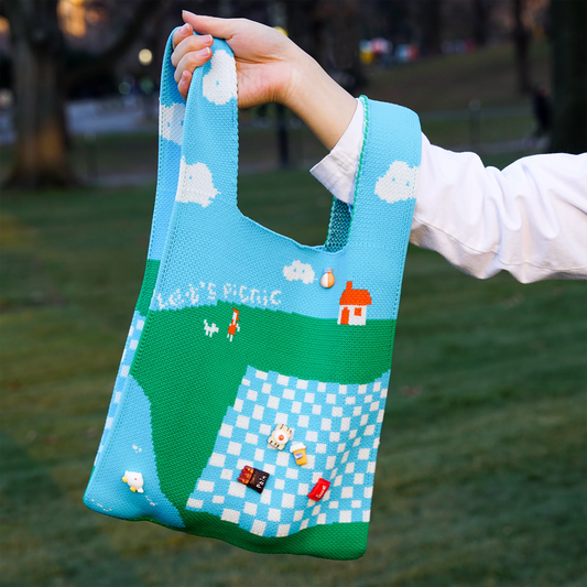 “Let's Picnic” Knitted Bag