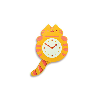 Kitty Clock Enamel Pin (Moveable)