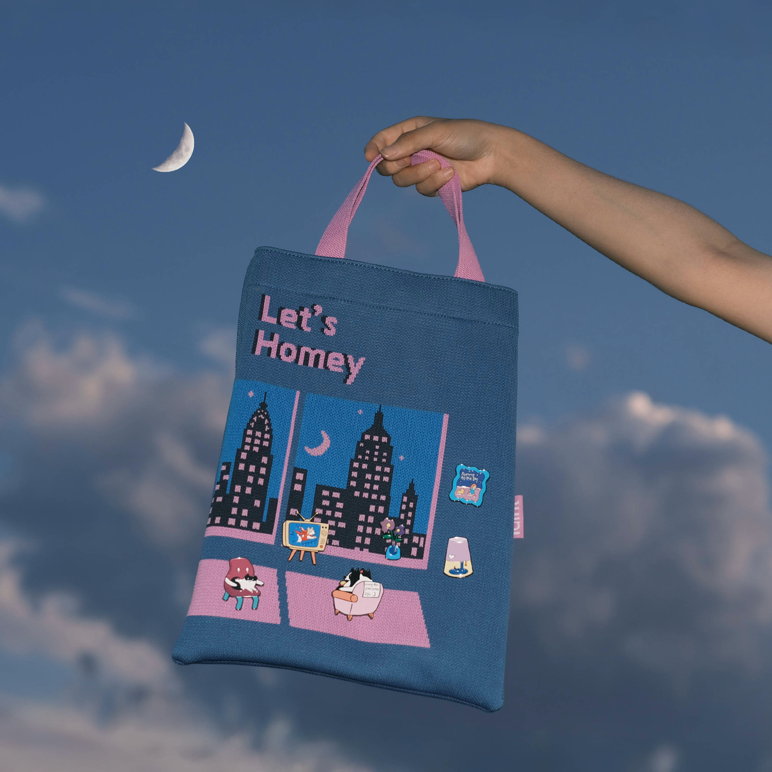 “Let's Homey” Knitted Bag-City Night